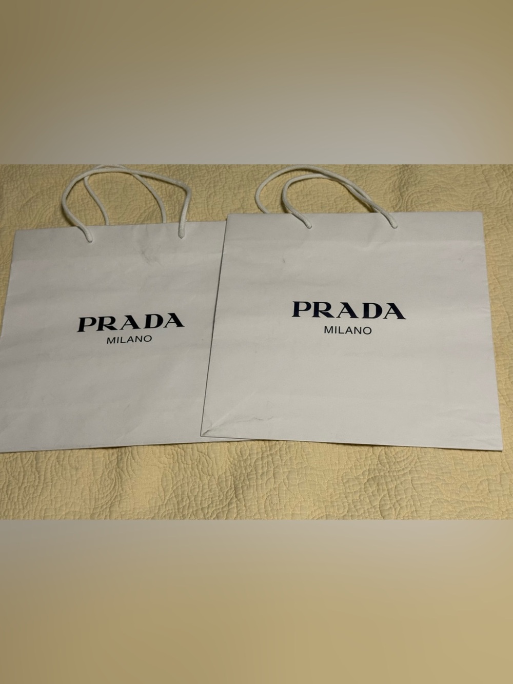 Prada Set of Gift Bags or White Shopping Bag with Navy Logo and rope handles!